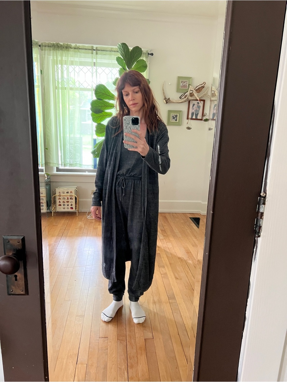Charcoal Women's Cozy Drawstring Jumpsuit